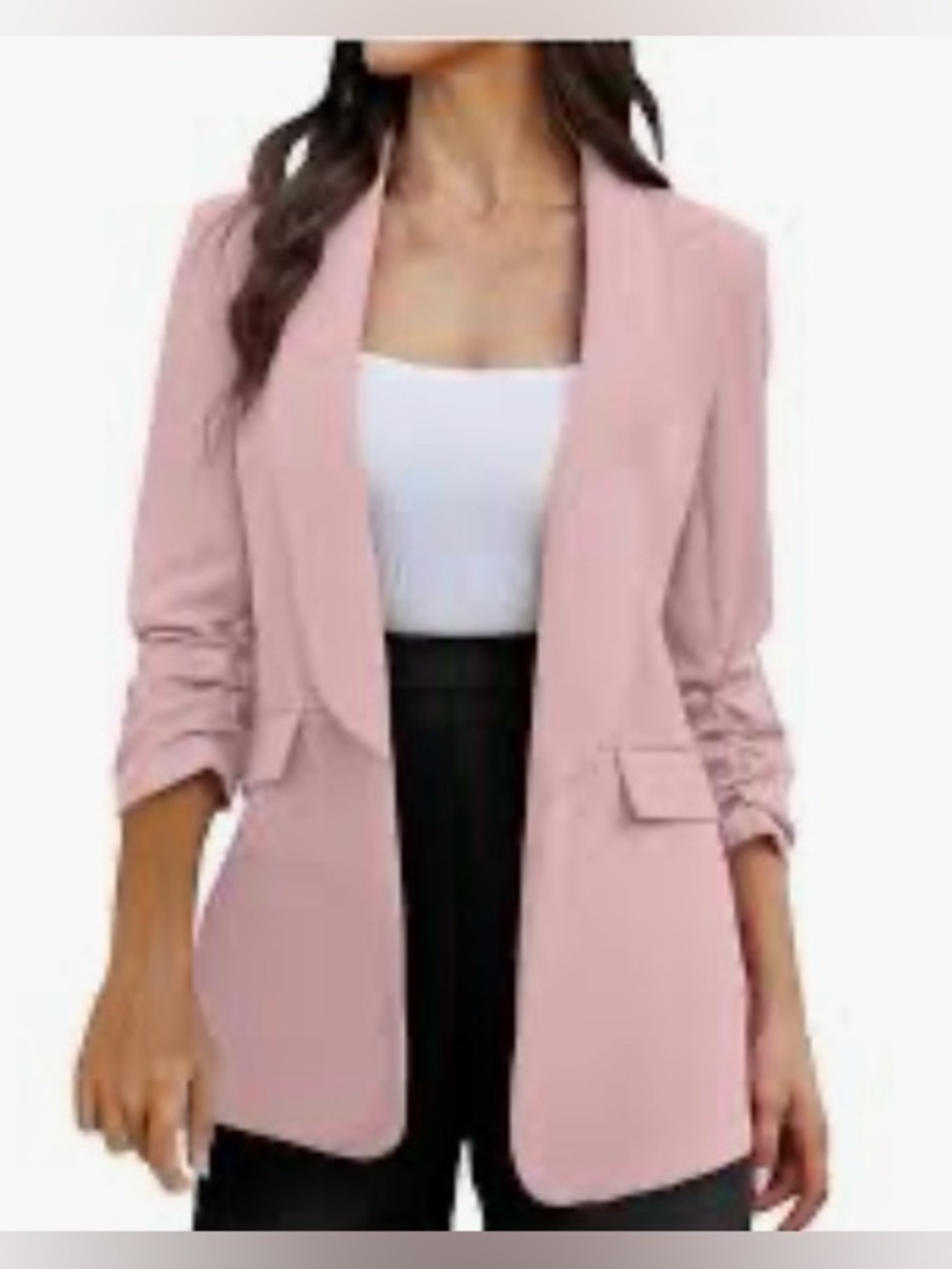 Zara Women's Blush Pink Open-Front Blazer Jacket